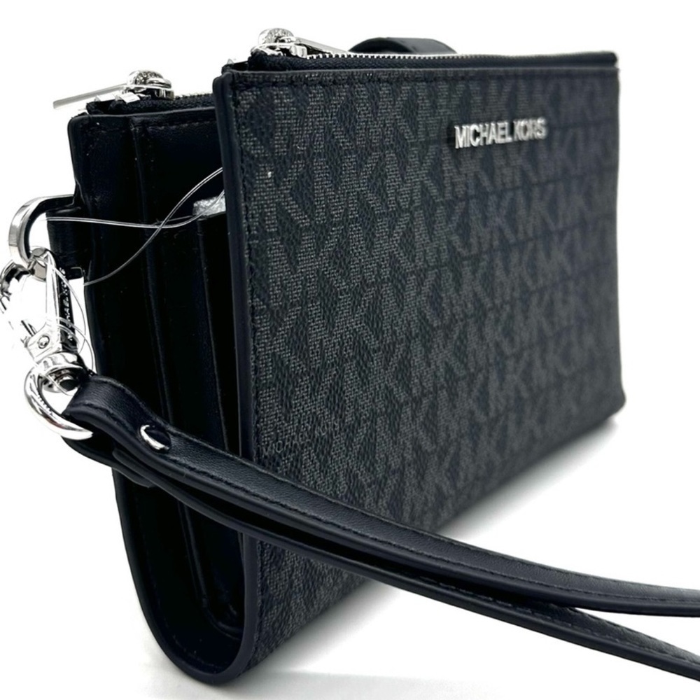Michael Kors Large Double Zip Wallet Wristlet Black - Picture 4 of 9
